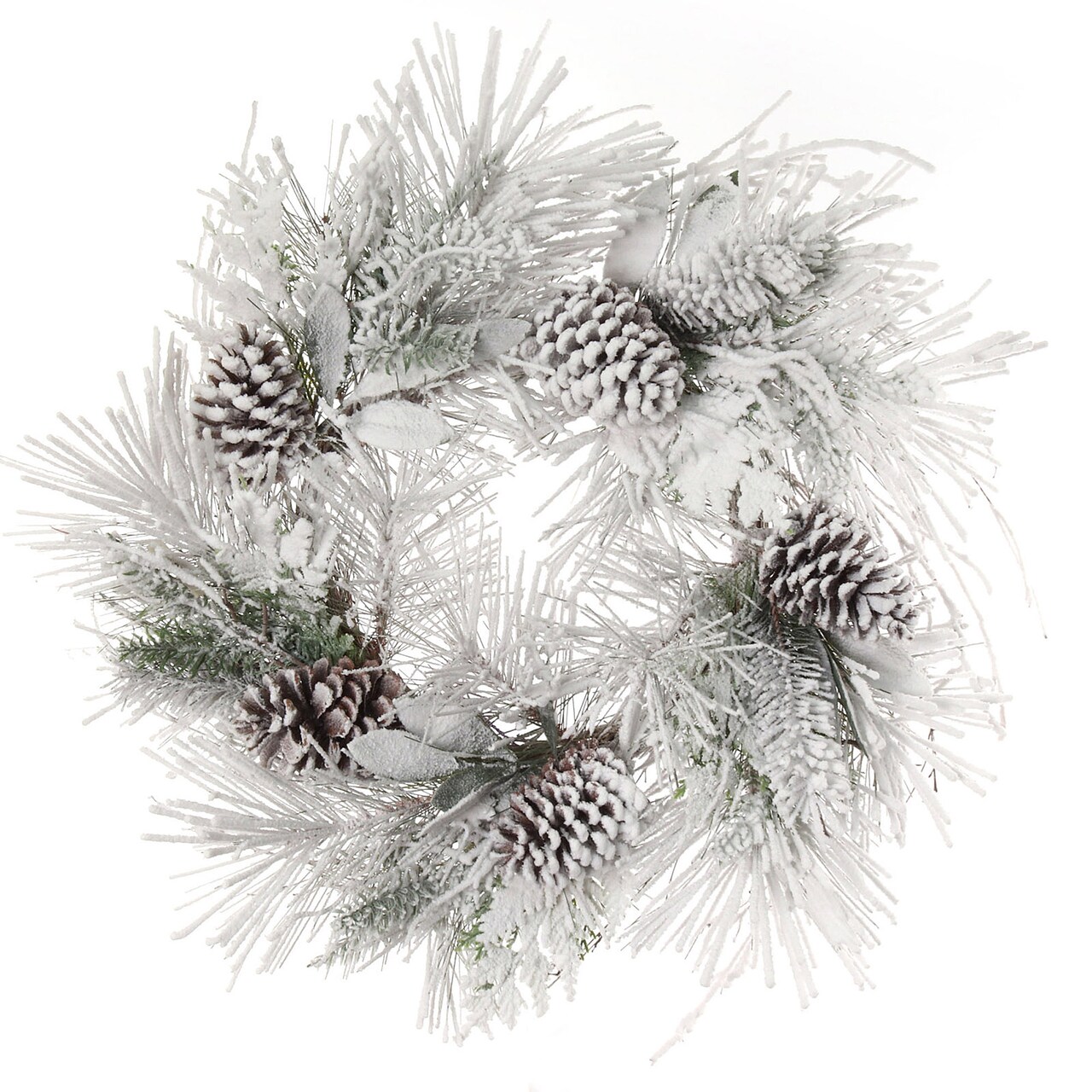 24" Christmas Snow Pine Wreath with Pine Cones - Set of 2, Perfect for Winter Decor, Holiday Accents & Front Door Displays - 2024 Christmas Collection, Floral Home by Artificial Flowers